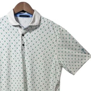 Greyson Polo Shirt Mens M All Over Print Golf Logo Stretch Embroidered